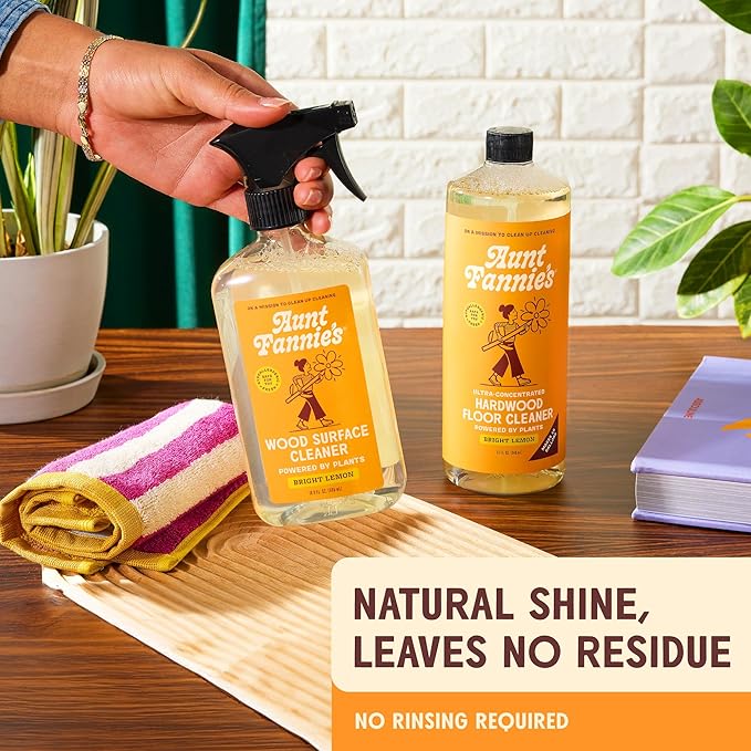 Aunt Fannie's Hardwood Bundle, Includes Hardwood Floor Cleaner, All-Purpose Wood Spray Cleaner, and All-Purpose Wood Cleaning & Dusting Wipes, Pack of 4