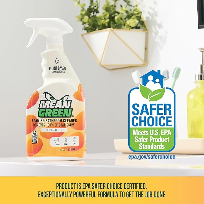Mean Green Non-Concentrated Ready-to-Use Bathroom Cleaner, Tropical Breeze, 32 Ounce, 6 Pack