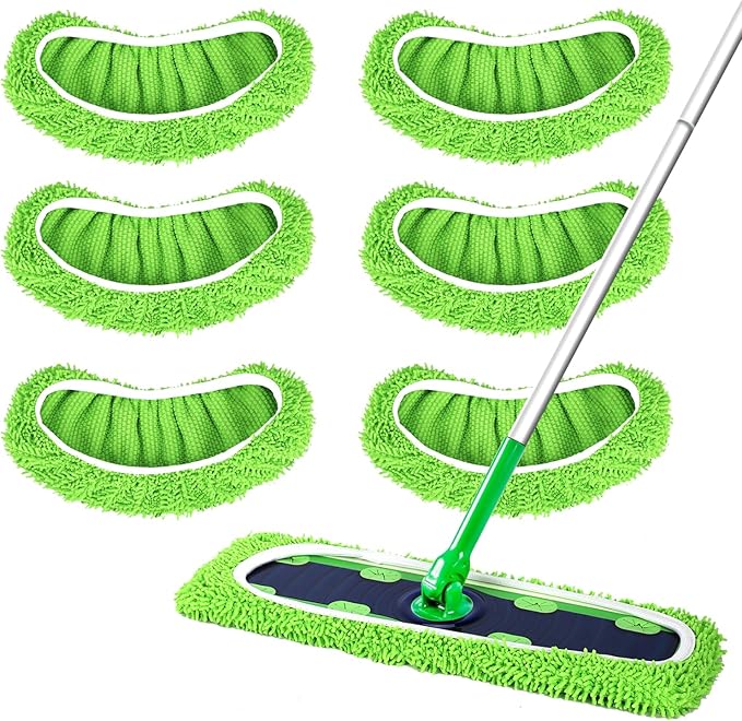 50 Count Disposable XL Dry Sweeping Cloths + 6 Pack Reusable Microfiber Mop Pads for Swiffer Sweeper XL Mop (Mop is not Included)