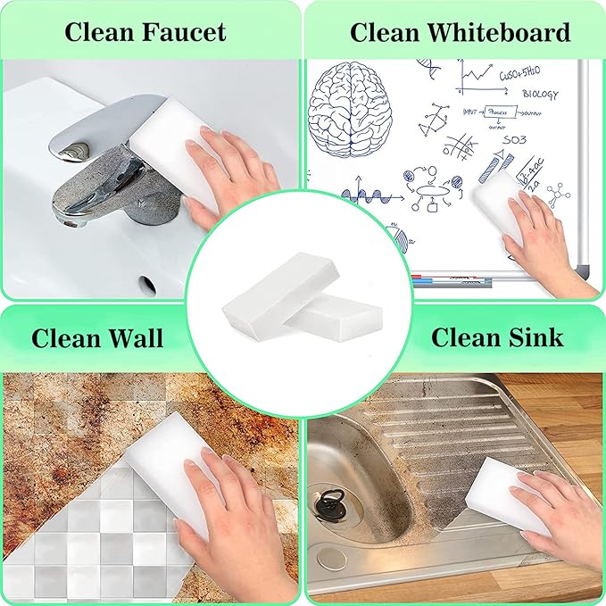 100/180 Pack Magic Sponge Eraser, Melamine Sponge Foam, Non-Scratch Kitchen Scrub Magic Sponge, Multi-Functional Household Cleaning Sponges for Dish, Bathroom, Bathtub, Sink, Cup, Wall Cleaner