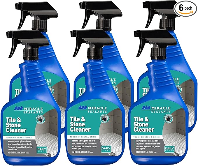 Miracle Sealants Tile & Stone Cleaner Spray for Natural Stone, Tile & Grout, pH Neutral, 32 oz, 6 Pack