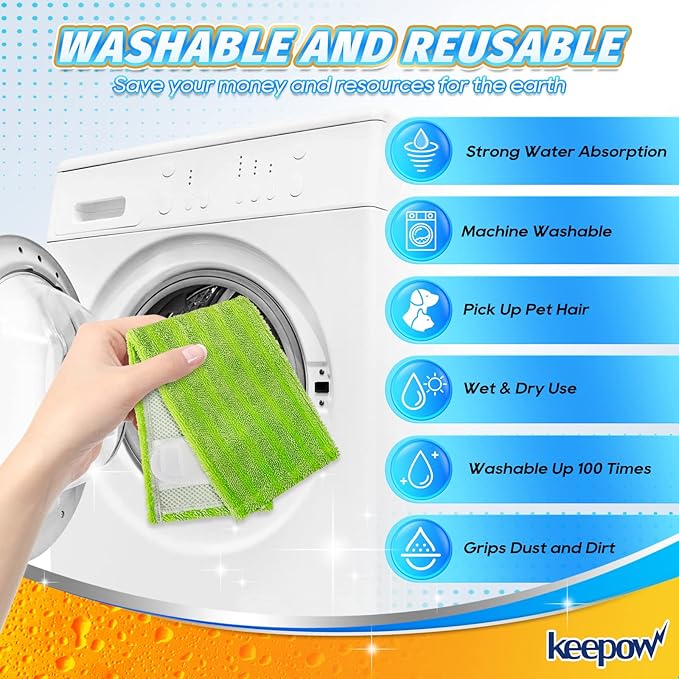 4 Pack Microfiber Mop Pads for Swiffer XL Mops Reusable Wet and Dry Mopping Cloths Compatible with Swiffer Sweeper XL,Washable XL Mop Refill Replacement for All Hardwood Dry Wet Cleaning