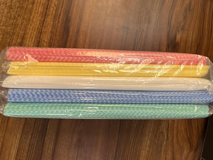 JEBBLAS Cleaning Towels - Reusable Dish Cloths, Absorbent Wipes, Dry Quickly - 60 Sheets, 5 Colors