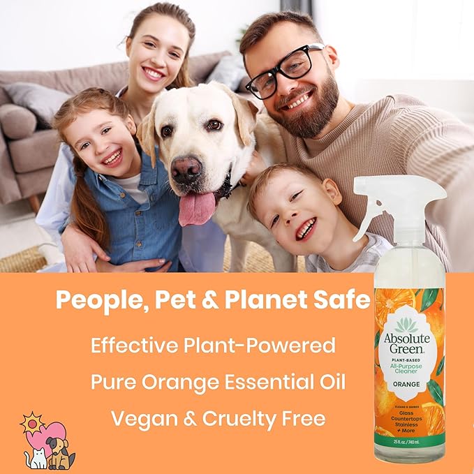 All Purpose Cleaner Spray, Non-Toxic, Kitchen, Bath, Countertop, Stainless, Safe around Kids + Pets, Natural Orange Scent, 25 oz (1 Pack)