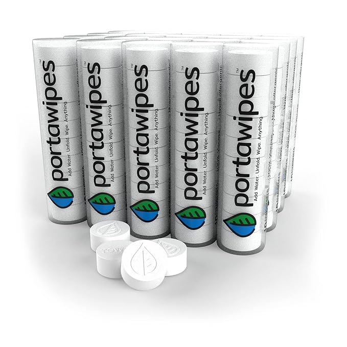 Compressed Toilet Paper Tablet Coin Tissues | 200 Pack with 20 Carrying Cases | Toilet Paper Tablets | Compressed Towels | Expandable Wipes | Soft & Odor Free