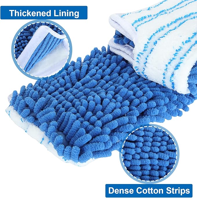 4 Pack Microfiber Flip Mop Head Replacement, Reusable Replacement Mop Heads for Dry/Wet Use, Double Sided Cleaning Mop Head Replacement, Machine Washable