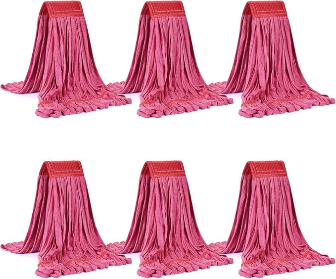 Matthew Cleaning Large Microfiber Tube Mop Heavy Duty Mop Head Replacement,Excellent Absorbency,Premium launderability,Reusable,Loop end for Home,Commercial and Industrial Use-Red 3Pack