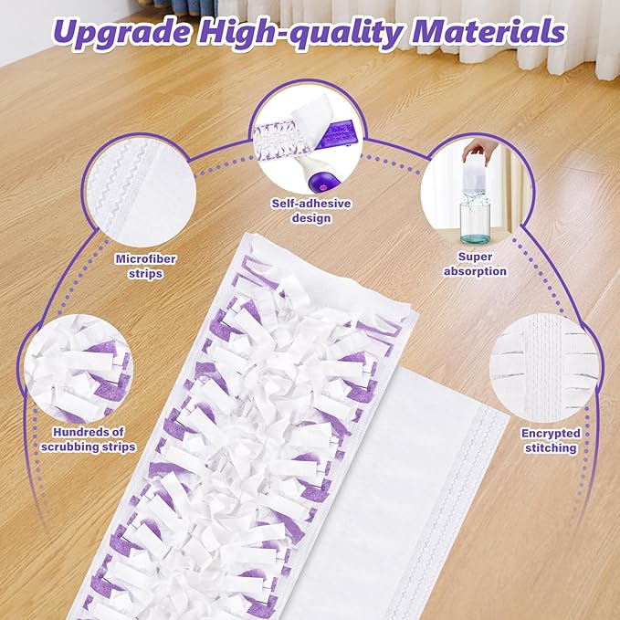 Disposable Mop Pads Refills for Swiffer Powermop: 10 Pcs Wet Dry Pad for Multi-Surface Floor Cleaning - Mopping Replacement for Tile Hardwood - Sweeping Cloths for Home Kichen