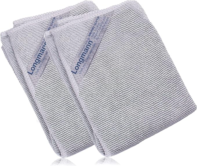 Longmann Window Cleaning Cloth, Glass Cloth, Cleaning Cloth, Streaks Schatches Free (Grey 2 Pack)