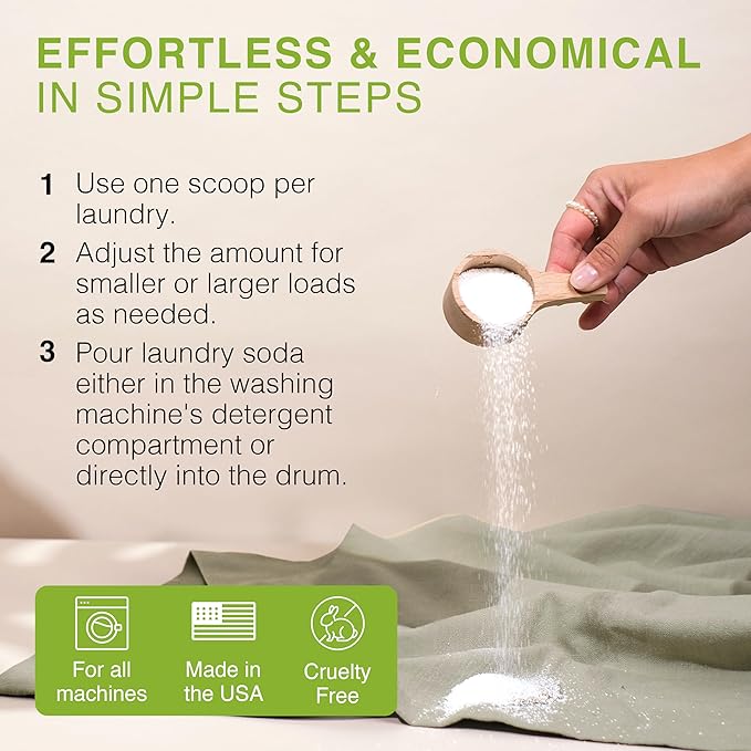 Good Natured Brand | Natural Laundry Detergent Powder | Washing Soda for Laundry | Tough Stain Remover | Hypoallergenic, Safe for Sensitive Skin | Eco-friendly | Peppermint | 94 oz 188 Loads