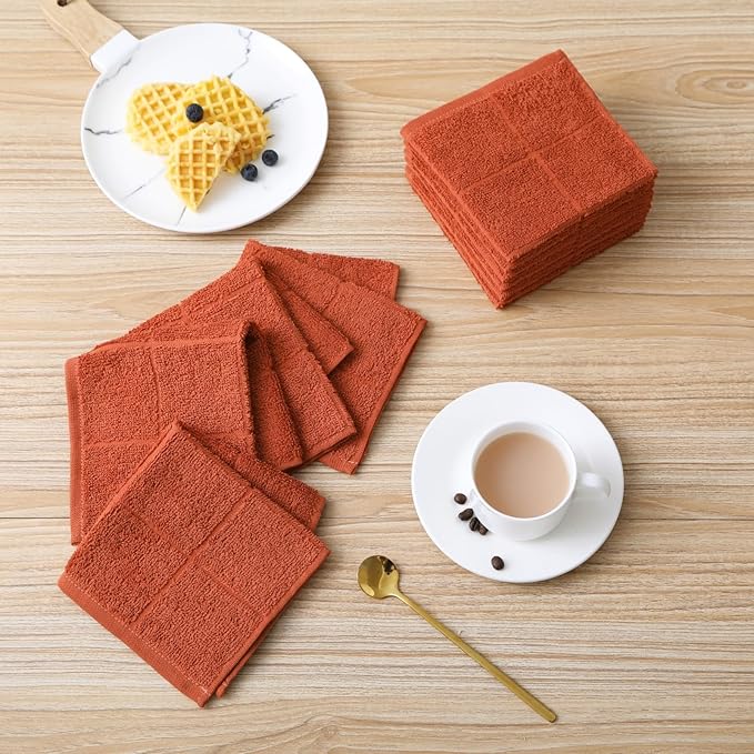 Glynniss Dishcloths Kitchen Highly Absorbent Dish Rags 100% Cotton Dish Cloths for Washing Dishes, Cleaning (11 x 11 Inches, 12 pcs, White)