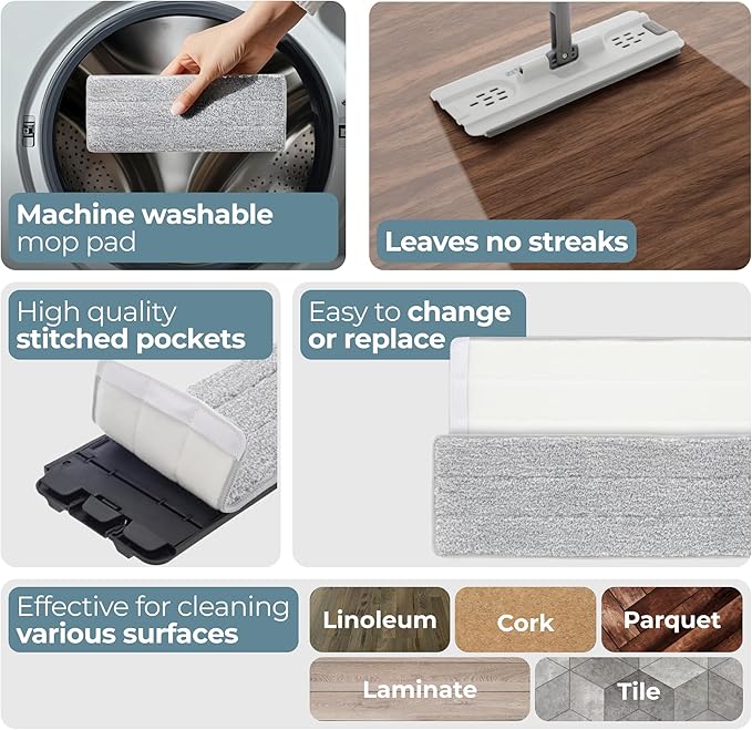 Small Hardwood Floor Mop and Bucket Set, Mops for Floor Cleaning, Microfiber Mop and Bucket System for Home, Flat Squeeze Mop Bucket, Apartment Essentials, Cleaning Supplies, Wall Mop