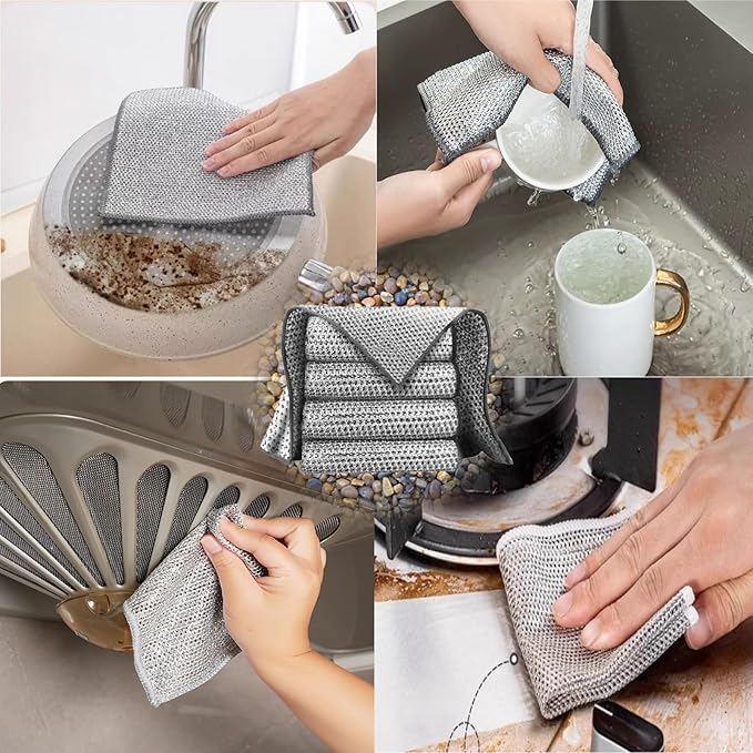 Bamboo Microfiber Cleaning Cloth-8Pcs Kitchen Wash Cloths,Wood Fiber Window Glass Rags,Micro Fiber Cloth for Cleaning Suitable for Dishes,Car Towel Rag Made From Baby Washcloths Material (silver)