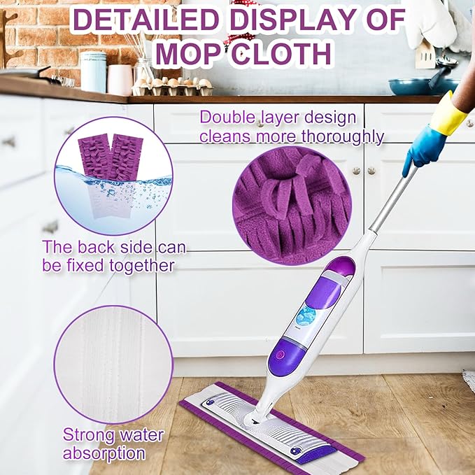 12 Pack Purple PowerMop Refills Pads for Swiffer PowerMop Multi-Surface Mops and PowerMop Wood Mops,Reusable Microfiber Mop Pads Replacement,Washable Mop Pads…