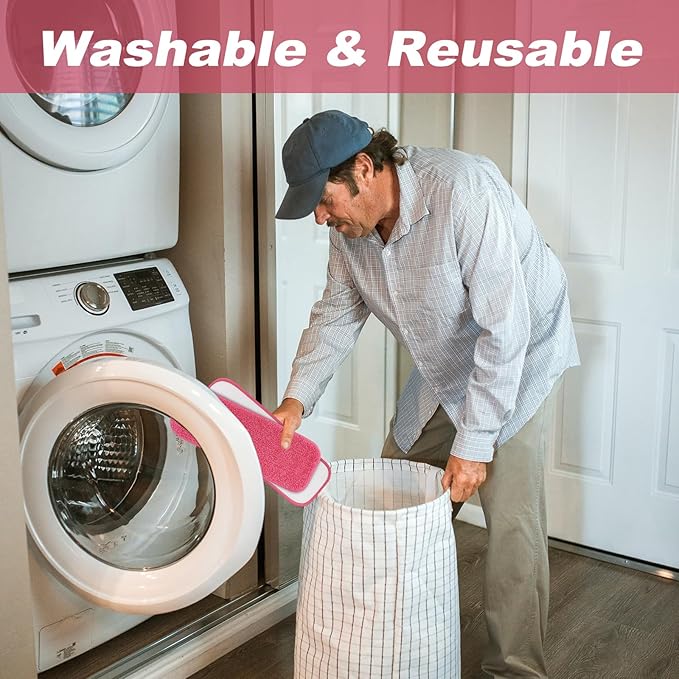 12 Pack Steam Mop Pads Compatible with Schenley Steam Mop Cleaner and Dupray Neat Steam Cleaner - Washable Reusable Wet & Dry Cleaning - Microfiber Mop Pad Refill for Multi-Surface Floor (Pink)