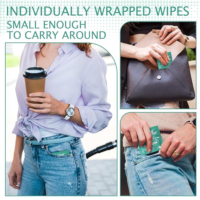 Timgle 100 Pcs Travel Deodorant Wipes Individually Wrapped Armpit Antiperspirant Deodorant Sweat Body Wipes for Women Men Teens Sports Travel Cleanse Skin and Underarm Excessive Sweating (Jasmine)