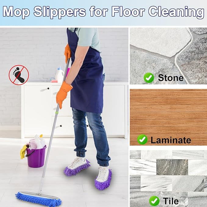 Cosywell Large Size 5 Pairs 10 PCS Shoes Cover for Mop Slippers Dusting Mop Shoes for Floor Cleaning House Washable(L)