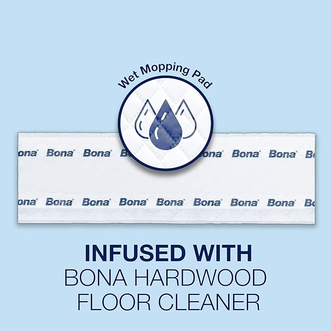 Bona Hardwood Floor Disposable Wet Cleaning Pads - 12 cleaning pads per pack - unscented - Use Mops - Residue-Free Floor Cleaning Solution for Wood Floors (Pack of 2)