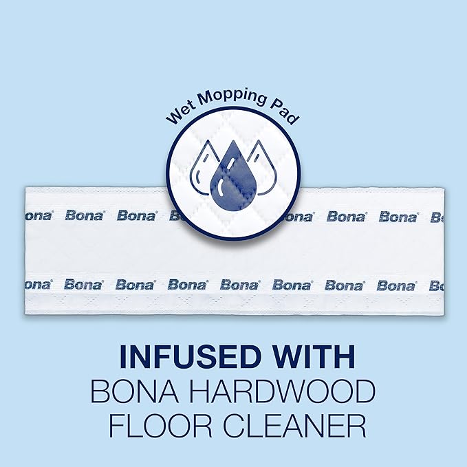 Bona Hardwood Floor Disposable Wet Cleaning Pads - 12 cleaning pads per pack - unscented - Use with Bona Mops - Residue-Free Floor Cleaning Solution for Wood Floors