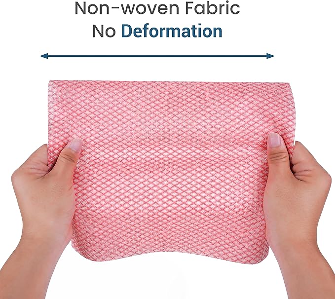 SCRUBIT Reusable Cleaning Wipes, Handy Wipes for Kitchen and Office - Dish Cloths for Washing Dishes - Multi Purpose Disposable Cleaning Towels (12 x 20 in) 72 Pack (Red)