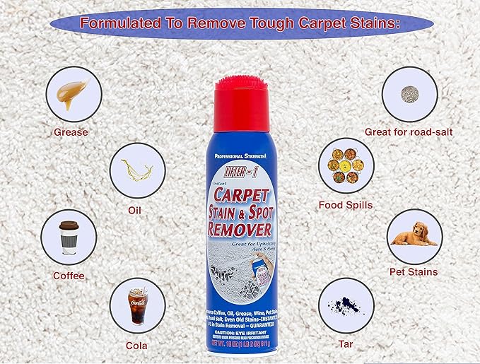 Carpet Spot Remover, Stain and Red wine Remover and Spot Treatment for Oil, Grease, Urine, Cleaning Performance for Rugs, Upholstery, Fabrics (18 Fl Oz (Pack of 6))