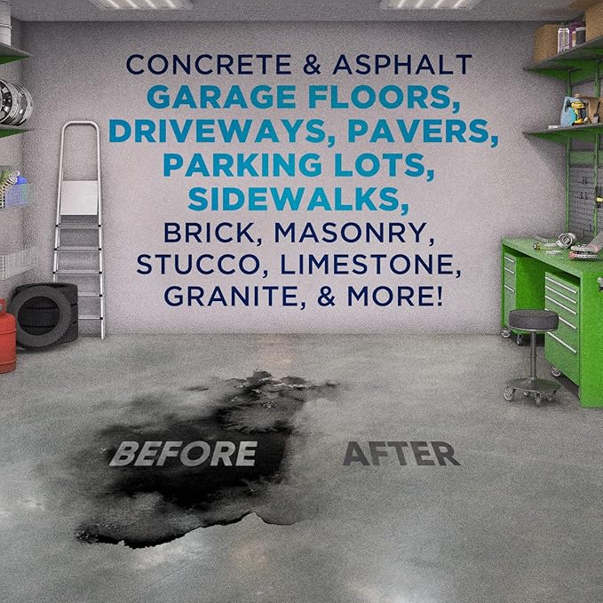 Dumond Smart 'n Easy Concrete Oil, Grease & Stain Remover, Cleans Grime, Dirt & Petroleum-Based Messes from Porous Masonry Surfaces, Garage Floors, Sidewalks, Driveways & More, 1 Gallon Refill