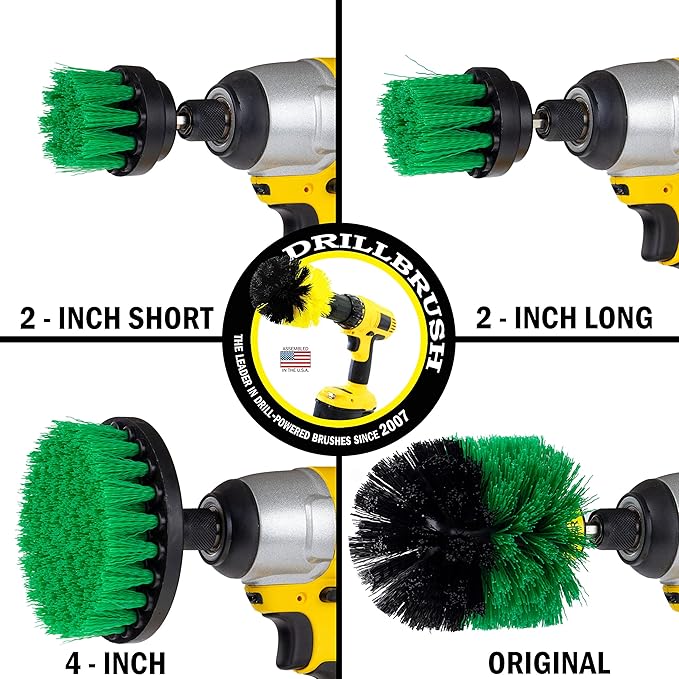 Crock Pot Scrubber - Cast Iron Skillet - Cleaning Supplies - Drill Brush Kitchen Cleaning Kit - Cutting Board, Stove, Sink, Counter-Top, Baseboard, Trash Can, Tile and Flooring - Grout Cleaner