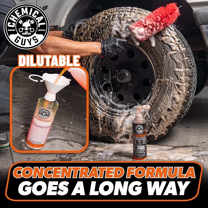 Chemical Guys Signature Series Orange Degreaser, Heavy-duty All-purpose Cleaner For Engines, Tires, Undercarriages & More, Professional Strength Formula, Breaks Down Grease, Oil & Grime - 128 fl oz