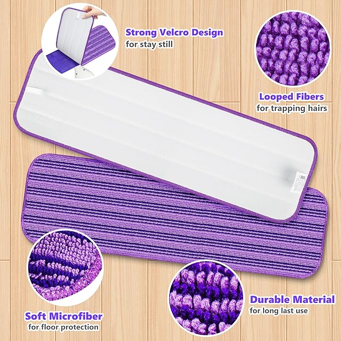 Reusable Mop Pads Compatible with Swiffer PowerMop, Microfiber Mop Pads Refills Mop Heads Replacement for Swiffer Mop Spray Mop Floor Mop, Washable Reusable Floor Mopping Refills, 5 Pack