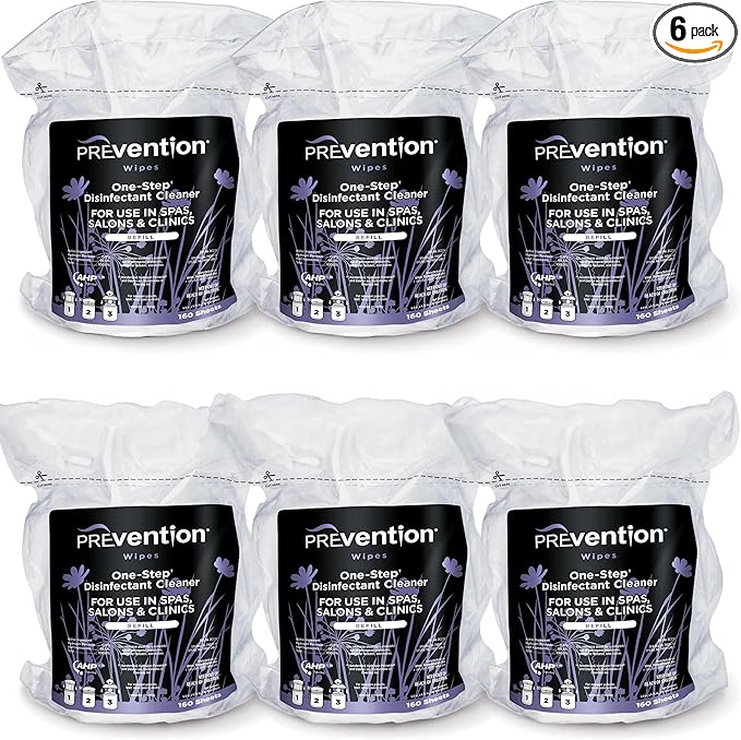 All Purpose Disinfecting Wipes – Cleaning Wipes Canister, Bulk Cleaner Towelettes for Salons, Spas, Clinics, Studios – Hospital Grade Surface Sanitizing – 160 Count per Refill Bag (6 Pack)