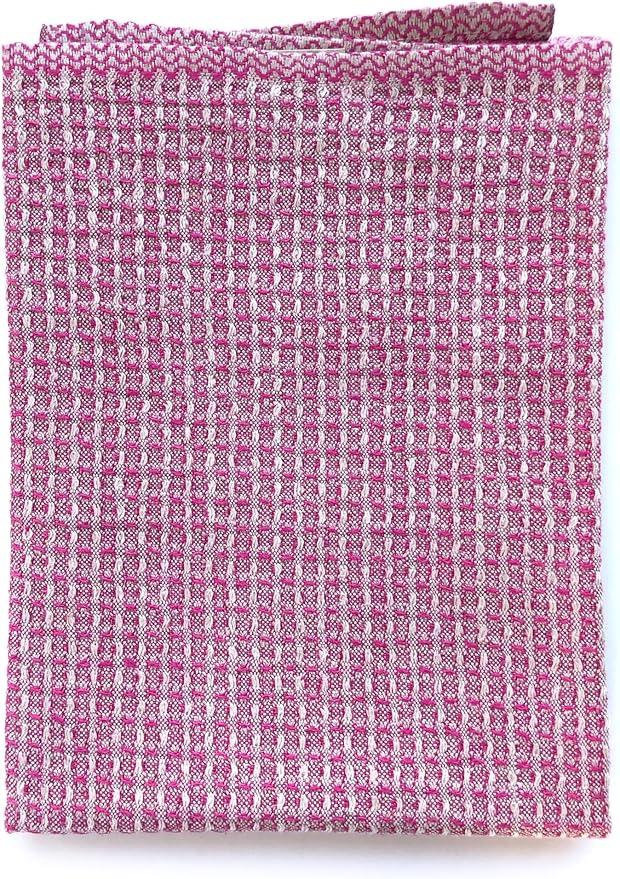 100% Linen Hand/Tea Towels | Made in Sweden | 50x70cm (19.5x28.5) Stunning Array of Colors - Bubbel with Honeycomb Pattern (Cerise)