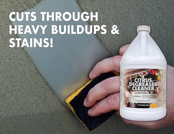 DU-MOST Heavy Duty Citrus Degreaser Cleaner Concentrate, Biodegradable, Clean & Remove Grease, Grime, Oil, Tar, Ink, Rubber Mark, Food Soil, 1 Gallon