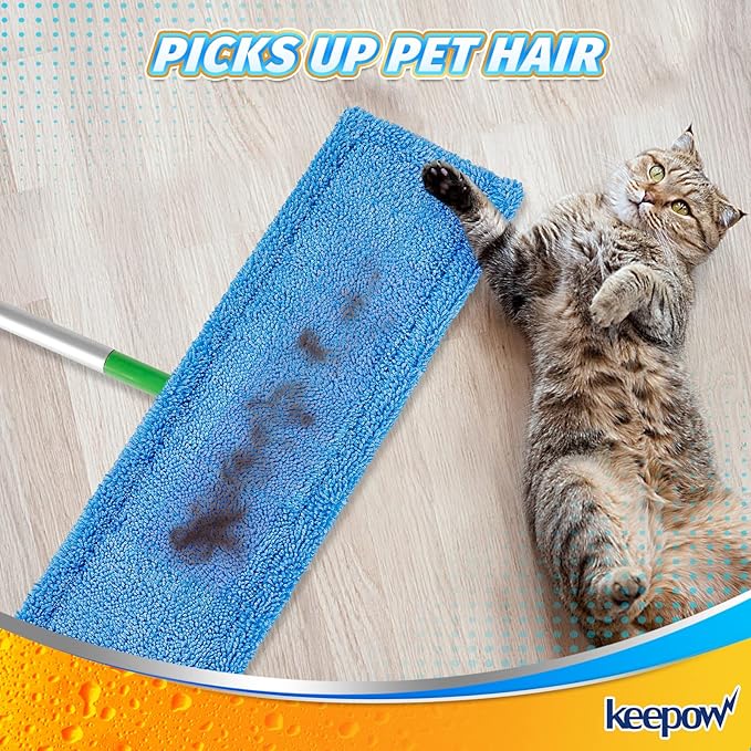 KEEPOW XL Dry Sweeping Cloths for Swiffer Sweeper X-Large Mop, XL Wet Pads Refills, Reusable Mopping Pads, Washable Microfiber Pads for Surface/Hardwood Floor Cleaning (6 Pack)