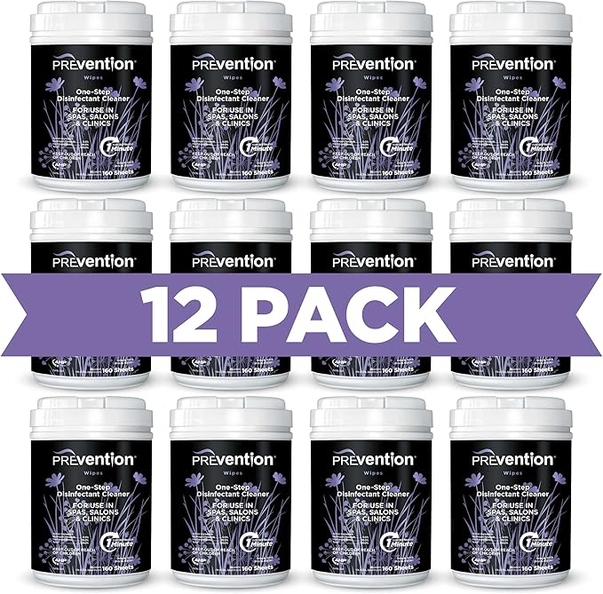 All Purpose Disinfectant Wipes – Cleaning Wipes Canister, Bulk Cleaner Towelettes for Salons, Spas, Clinics – Hospital Grade Surface Sanitizing – 160 Count per Canister (12 Pack)