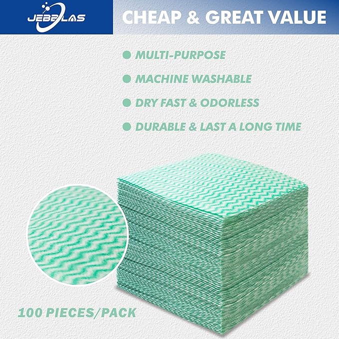 JEBBLAS Reusable Cleaning Cloths Handi Wipes Reusable Cloths Dry Cleaning Cloths Dish Towel Dish Cloths Handy Cleaning Wipes,Pack of 100, Green