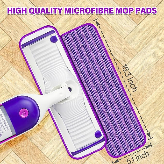 6 Pack Reusable Mop Pads Compatible with Swiffer PowerMop, Microfiber Pads Refills Machine Washable Up to 100 Times Wet Dry Use Suitable for All Floor Types