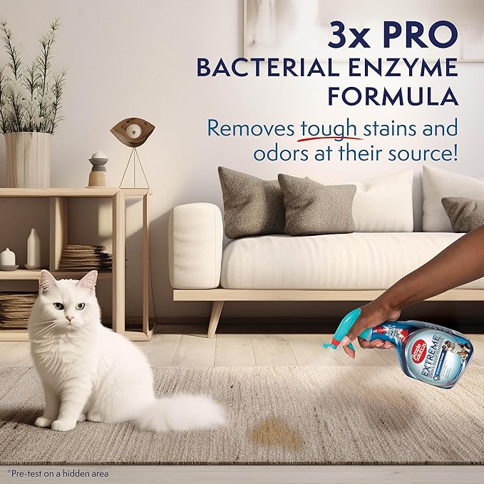 Simple Solution Extreme Pet Stain and Odor Eliminator Spray, Pee Stain Remover, Enzyme Cleaner, 3X Pro-Bacteria Cleaning Power, Dog Odor Remover, 32 oz and Gallon