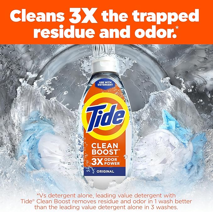 Tide Deep Cleansing Fabric Rinse with 3X Odor Power, Original Scent, 48 oz (Pack of 2)