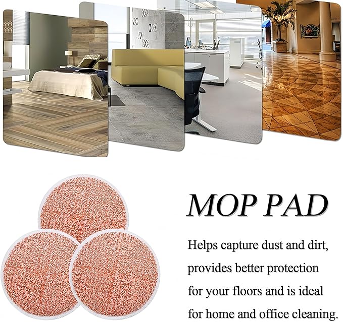 Spinwave Mop Replacement Pads for Bissell Spinwave 20399 23157 23159 2039A 2124A 20393 2039T 2039W 20391 20395 2307 2315A Hard Floor Mop Refill Heavy Scrub Pad- Part #1611297 & 1611298 (12Pack)