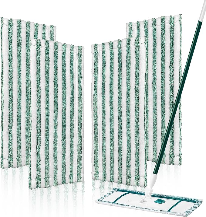 4 Pack Microfiber Mop Pads Refills Compatible with Libman Wet &Dry Dust Mops, Reusable Washable Replacement Mop Heads for Floor Cleaning, Easy to Install and Remove Flat Mop, 18Inch