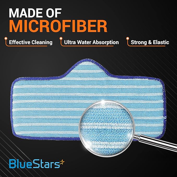 BlueStars Microfiber Steam Mop Pad for Dupray Neat Steam Cleaner Reusable & Washable Replacement Part - Designed for Multiple Surfaces, Effectively Clean Hardwood, Tile & Stone Floors - Pack of 6