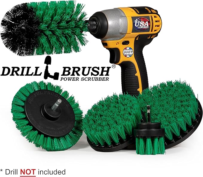 Rotating Nylon Spin Scrubber - Grout and Oven Cleaner Brush Set - Kitchen Cleaning Supplies - Gap Cleaning Brush Kit- Stainless Steel Appliances - Washing Machine, Microwave, Air Fryer & Wall Cleaner