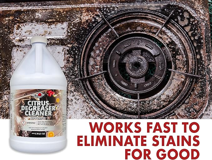 DU-MOST Heavy Duty Citrus Degreaser Cleaner Concentrate, Biodegradable, Clean & Remove Grease, Grime, Oil, Tar, Ink, Rubber Mark, Food Soil, 1 Gallon