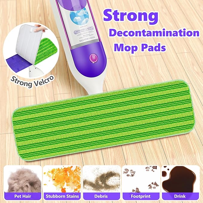 Reusable Mop Pads Compatible with Swiffer PowerMop, Microfiber Mop Pads Refills Mop Heads Replacement for Swiffer Mop Spray Mop Floor Mop, Washable Reusable Floor Mopping Refills, 5 Pack