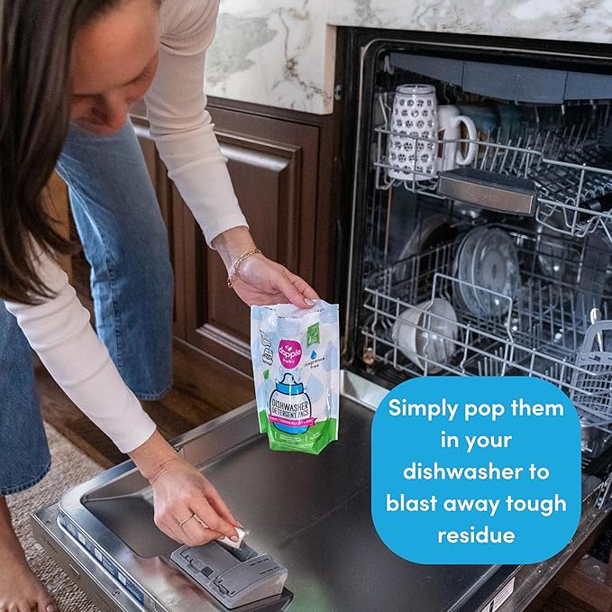 Dapple Baby Dishwasher Pacs, Hypoallergenic Dishwasher Pods Powered by Plants, Removes Milk Residue & Odor on Dishes, Baby Bottles & Kitchenware, Fragrance Free, 50 count
