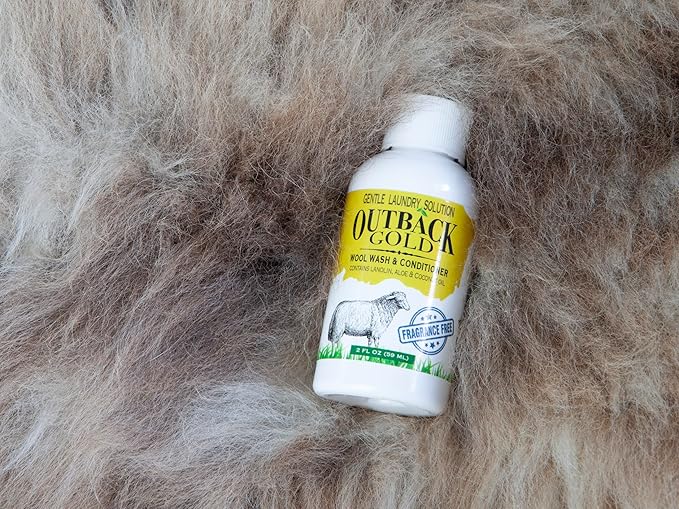 Outback Gold Wool Wash, 2 oz, Fragrance Free, Natural Plant Based Liquid Laundry Detergent, Perfect for Wool, Cashmere, Silk, Sheepskin, Baby Items, Mild, Neutral pH, Made in USA