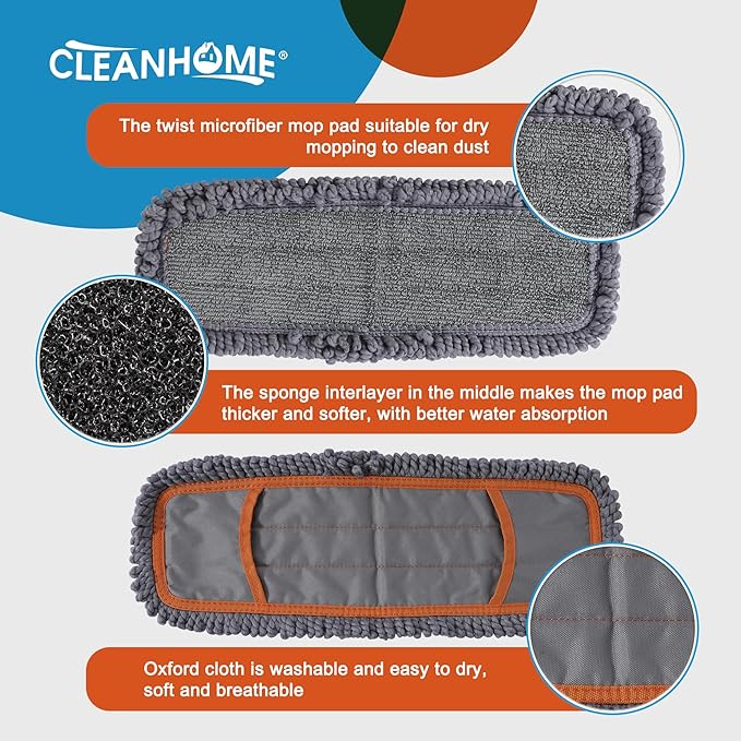Twisted Microfiber Mop Replacement Mop Pads (Fit CLEANHOME Dust Mop : B0CYGYR9HR)