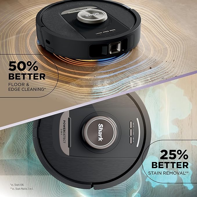 Shark PowerDetect NeverTouch, Self-Empty & Self-Refill, Robot Vacuum and Mop with Bagless, 30-Day Debris Capacity HEPA Base, 30-Day Capacity Refill Tank, Pad Dry, Black, AV2810YS