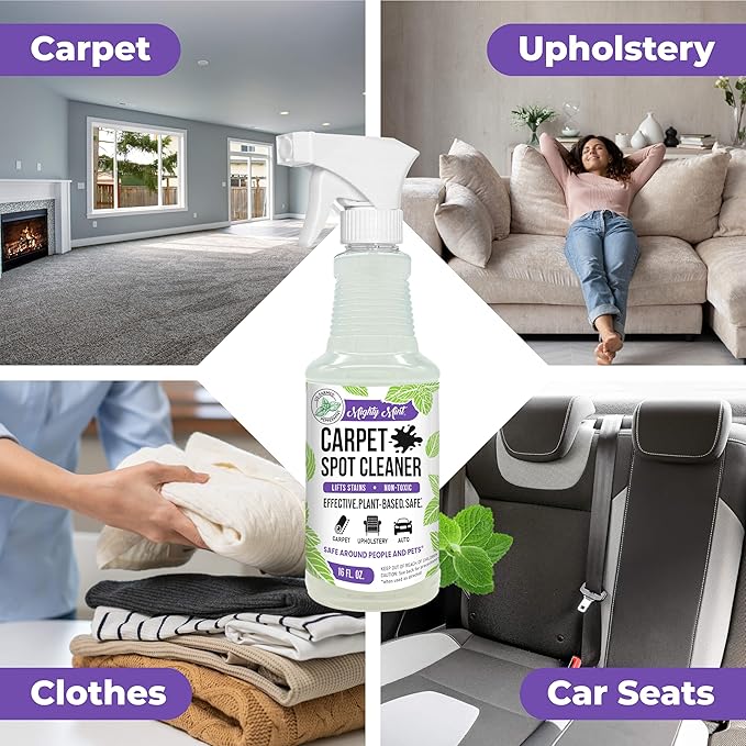 Mighty Mint Carpet Spot Cleaner, Non-Toxic Spray to Remove Carpet Stains Instantly, Natural Peppermint Scent, 16oz