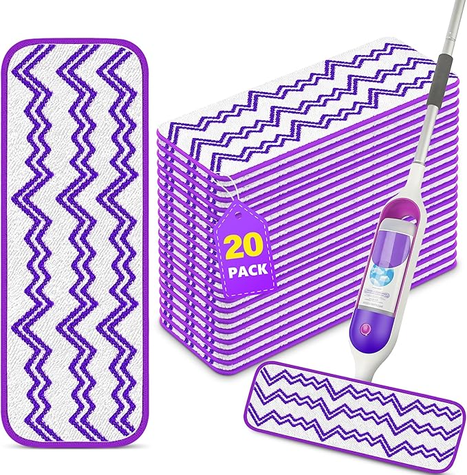 Disposable Power Mop Refill Pads - 20 Pack Reusable Power Mop Pads Microfiber Dry Powermop Mopping Pad Refills Washable Power Mop Refills for Swiffer PowerMop & 15" Mop All Types of Floors Cleaning